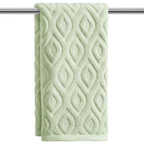 Artoid Mode 1 Pc Light Green 3D Diamond Grid Jacquard Hand Towels for Bathroom, 100% Cotton Soft Absorbent Bathroom Decor Towels, 13.7 x 29.5 Inch - color: Light Green, size: 13.7" x 29.5", 1PC