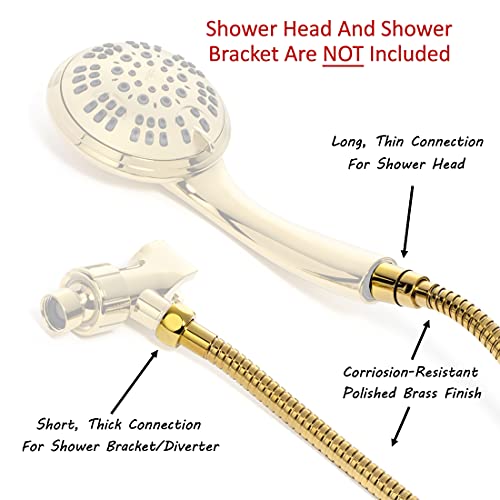 72 Inch Flexible Shower Hose - Polished Brass | Extra Long, Stainless Steel, Anti-Kink, Universal Replacement Tube For Handheld Showerheads, Showers & Baths, Easy Install - color: Polished Brass