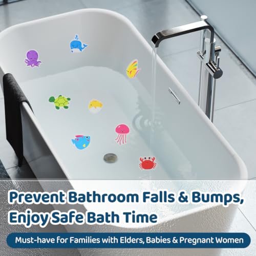 30 PCS Non Slip Bathtub Stickers for Kids, Cute Anti-Slip Shower Treads with Premium Scraper, Waterproof Safety Appliques for Bathroom Tub, Shower Floor, Stairs (Ocean) - color: Ocean