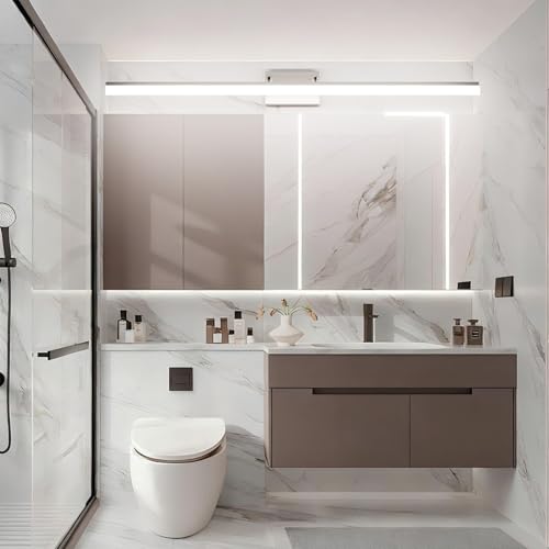 Aipsun 48inch Brushed Nickel Bathroom Llight Fixtures LED Vanity Light Adjustable Modern Vanity Lights Over Mirror Rotatable Lighting 5500K - color: Brushed Nickel, size: 47.2 in