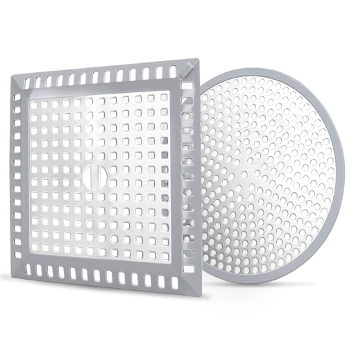 Makerfire 2PCS Shower Drain Hair Catcher, 4.72'', Flat Shower Drain Cover/Filter, Bathroom/Kitchen Sink Drain Strainer, Stainless Steel and Silicone