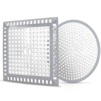 Makerfire 2PCS Shower Drain Hair Catcher, 4.72'', Flat Shower Drain Cover/Filter, Bathroom/Kitchen Sink Drain Strainer, Stainless Steel and Silicone