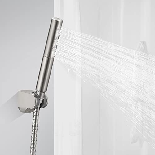 Handheld Shower Head Show Spray Shower Wand Hand Shower Brushed Nickel | High Pressure Showerhead, Hand Held, Brass Shower Head, Wall Mounted, 60 In Stainless Steel Shower Hose - color: Nickel