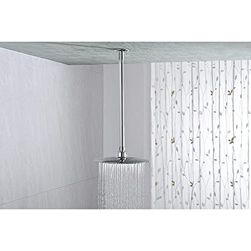 16 Inch Chrome Ceiling Mounted Shower Arm for Rain Shower Head | Shower arm and flange - color: Polished Chrome, size: 16 Inches