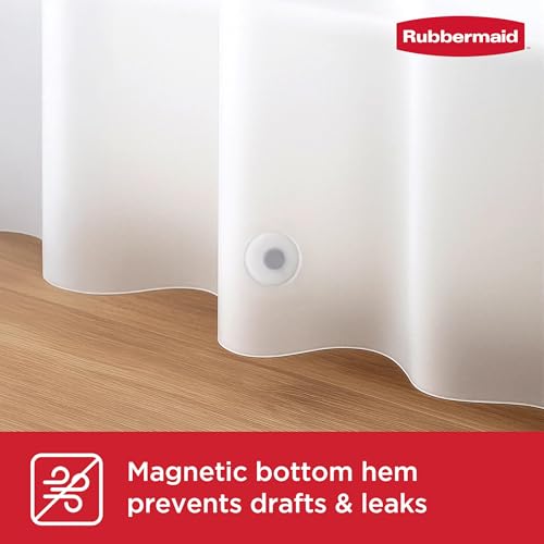 Rubbermaid Heavyweight PEVA Shower Curtain Liner, Waterproof Shower Liner with Rustproof Metal Grommets and Weighted Magnetic Hem, BPA-Free, 70 x 72 Inches, Frosty with Charcoal Grommets (Pack of 2) - color: Frosty, size: 70"W x 72"L (Pack of 2), style: W