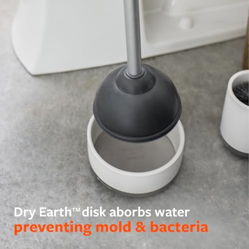 Full Circle Quick Drying Toilet Plunger - Bathroom Toilet Plunger with Ceramic Holder and Quick-Dry Base for Mold & Mildew Prevention, Easy to Clean & More Hygenic, White - color: Starter Kit, style: Plunger