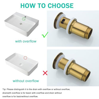 All Metal Bathroom Sink Drain,Pop-up Drain with Detachable Basket Stopper,Anti-Clogging Drain Strainer,Hair Catcher,for Vanity Vessel Sink Without Overflow,Champagne Bronze,SE83997PB-CB - color: Champagne Bronze(without Overflow)