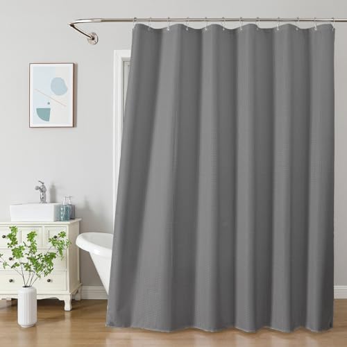 2-in-1 Waterproof Fabric Shower Curtain - No Separate Liner Needed, Hotel-Style Waffle Weave, Effortless Cleaning & Washable Bathroom Shower Curtain Set,72Wx96H,Grey - color: Grey, size: 72"W x 96"L (Pack of 1)
