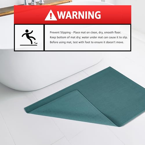 American Soft Linen Bath Rug, 17 in 24 in 100% Cotton Bath Mats Rugs for Bathroom, Slip Reducer Washable Shaggy Form Area Rugs, Colonial Blue Bath Rug - color: Teal, style: 17x24" Cotton Bath Mat