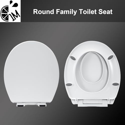 1M Family Toilet Seat, Patented Slow Close & Quick Releasing Technology, Anti-Wiggling, Easy to Install and Clean, Standard Round with Toddler Seat Built In (2 Pieces) - style: Round with Toddler Seat Built In