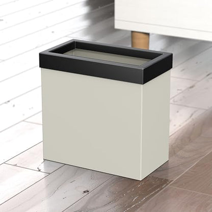 Gatco Modern Rectangle Wastebasket, Matte Pearl and Matte Black Combo - Stainless Steel Trash Can with Removable Lid, Leakproof, 3 Gallon Capacity for Bathroom, Bedroom, Kitchen, or Office - color: Matte Pearl / Black