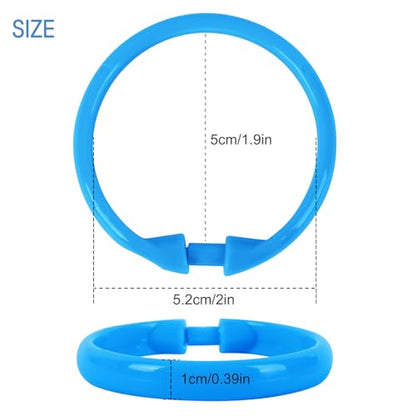 Blue Shower Curtain Hooks - 12 Pcs Circular Plastic Shower Curtain Rings for Bathroom - O Shaped Blue Shower Hooks Rings for Shower Curtain Rod - color: Blue