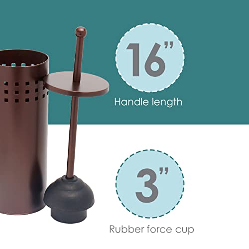 Steel Toilet Plunger & Holder (Bronze), By Home Basics | Bathroom Apartment Essentials | Toilet Plunger Hideaway | Bathroom Plunger, Toilet Plungers For Bathroom