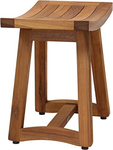 AquaTeak Asia Buru 18" Teak Shower Bench & Two-Step Care Kit | Durable, Water-Resistant Teak, Shower Chair & Shaving Foot Rest, Indoor/Outdoor Use - size: D. Bench w/ Care Kit