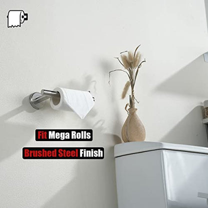 JQK Toilet Paper Holder, 5 Inch 304 Stainless Steel Thick 0.8mm Tissue Paper Dispenser for Bathroom, Hold Mega Rolls, Brushed Nickel Wall Mount, TPH100-BN - color: Brushed, size: Bar