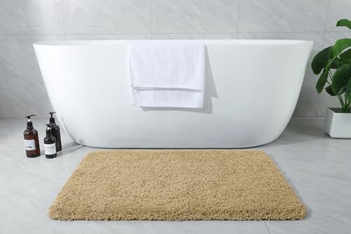 AROGAN Luxury Bathroom Rugs, Thick Soft Non Slip Bath Mat, 24x17 Inch Beige | Absorbent Microfiber Rubber Backing, Quick Dry Bathroom Mat Shower Mat, Machine Washable Plush Carpets - color: Beige, size: 1'5" X 2' (24" X 17")
