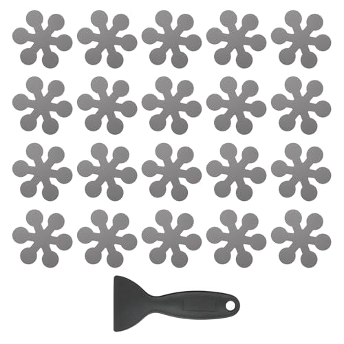 PATIKIL 20 Pcs Non Slip Bathtub Stickers, Anti Slip Shower Stickers with Scraper Bathroom Shower Floor Decals Snowflake Shape Cute Treads Tubs, Gray - color: Gray