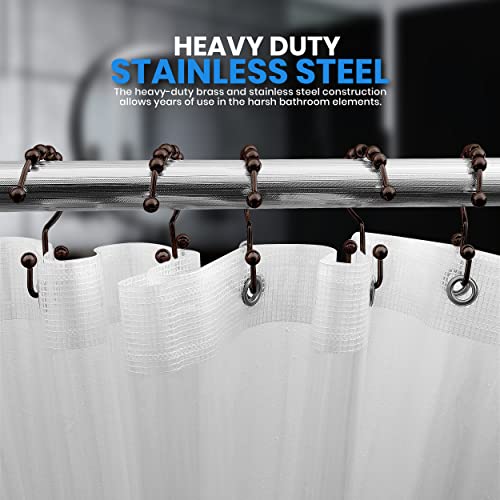 Utopia Bedding Double Glide Shower Curtain Hooks, 12 Pack, Bronze | Premium rust-resistant shower curtain rings provide reliable performance in bathrooms, guest rooms, and hotels - color: Bronze