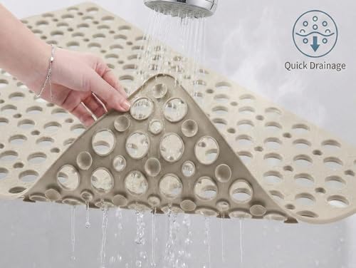 Nonslip Bathtub Mat Extra Soft TPE Bath Mat for Kids, Machine Washable Bathroom Shower Mat, Smooth/Non-Textured Tubs Only, 35L x 16W Inch (Light Brown) - color: Light Brown, size: 35" x 16" (Rectangular)