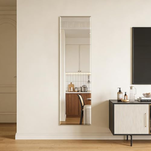 Ruomeng Frameless Full Length Mirror for Wall, 55x16 Inch Bathroom Vanity Mirror Farmhouse, Large Rectangle Mirror with Beveled Edge, Tempered Glass, Hangs Horizontally or Vertically - size: 55"L x 16"W