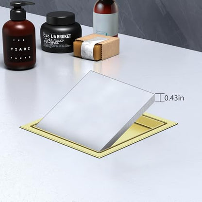 EXF Square Shower Drain 6 Inch Brushed Gold with Tileable Grate | Stainless Steel, Anti-Clog, Removable Grate Hair Strainer, for Modern Bathroom Remodel Curbless Shower - color: Brushed Gold, size: 6 IN