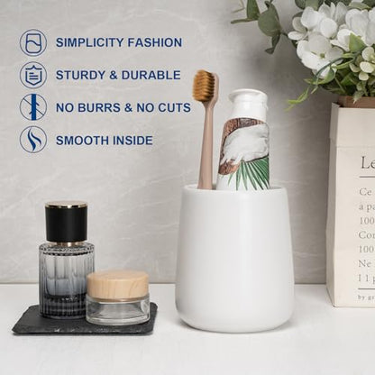 Bathroom Tumbler Cup Ceramic 13.5oz Reusable Toothbrush Cup 400ml, Toothbrush Holder Adequate for Your Bathroom (White) - color: White, size: 1pcs