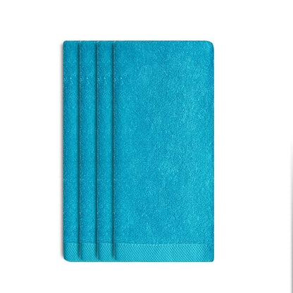 Fingertip Hand Towel | Absorbent |11x18 | Terry Velour Premium Washcloths, Bathroom use, 100% Cotton, Face, fingertip, Soft, Guest Towels (Pack of 4) (4, Turquoise) - color: Turquoise
