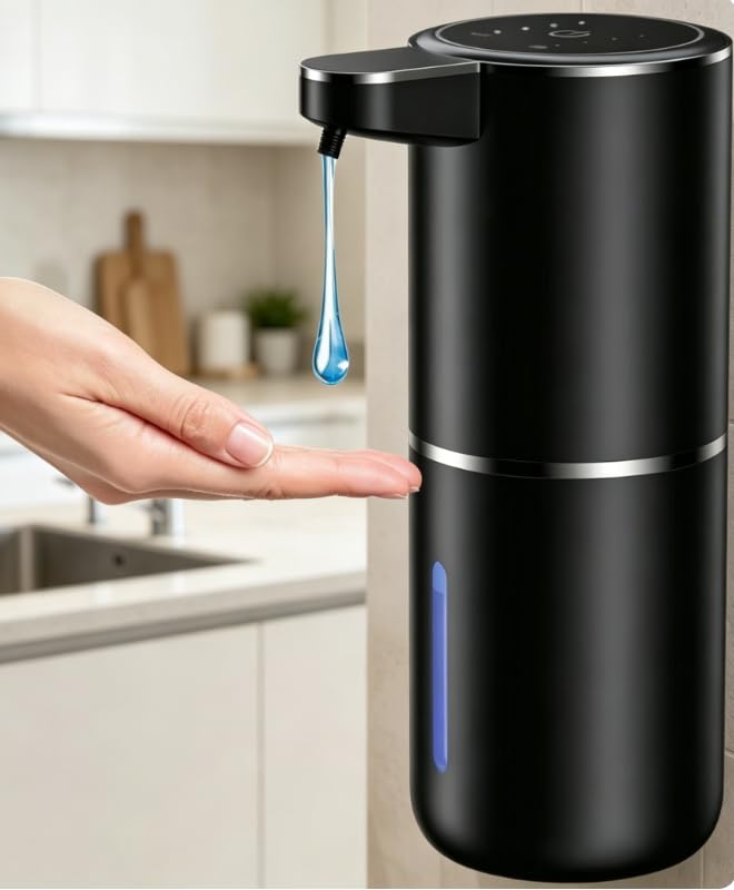Touchless Automatic Soap Dispenser - 1200mAh Rechargeable | Liquid Soap Dispenser Wall Mount, 4 Adjustable Dispensing Levels for Kitchen & Bathroom