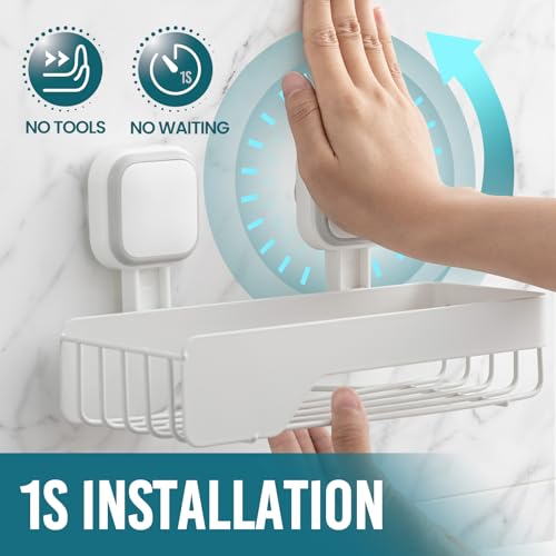 TAILI Shower Caddy Suction Cup Rustproof Metal Shower Shelves White 3pack | Rustproof,No Drilling Wall Mounted Basket, Upgraded Removable Suction Cup Bathroom Organizer Heavy Duty Shampoo - color: White 3pack