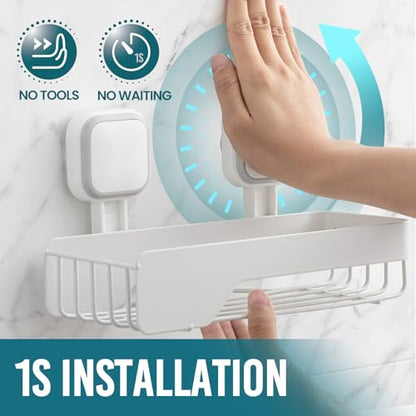 TAILI Shower Caddy Suction Cup Rustproof Metal Shower Shelves White 3pack | Rustproof,No Drilling Wall Mounted Basket, Upgraded Removable Suction Cup Bathroom Organizer Heavy Duty Shampoo - color: White 3pack