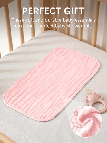 Lovely Care 12 Pack Muslin Burp Cloths 100% Cotton Muslin Cloths Large 20''x10'' Extra Soft and Absorbent Baby Burping Cloth - Blush and Terracotta - color: Blush and Terracotta, size: 10x20 Inch (Pack of 12)