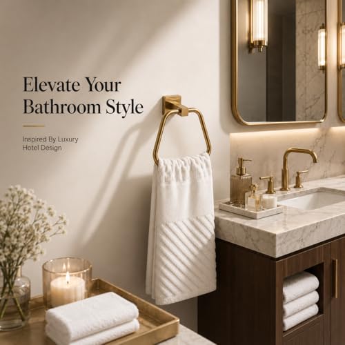 Brushed Light Gold Towel Ring for Bathroom 2 Pack, Kitchen Bath Towel Holder Hangers Wall Mount Heavy Duty Stainless Steel - color: Brushed Light Gold, size: 2 Pack
