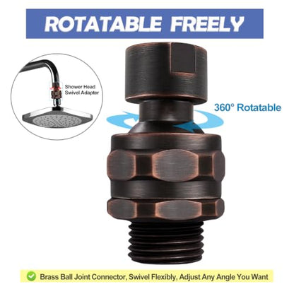 Shower Head Swivel Ball Adapter Brass Adjustable Shower Arm Connector Universal Showering Component Shower Arm Extension- Oil-Rubbed Bronze - color: ORB