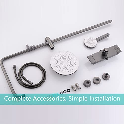 Shower Faucet Set Thermostatic System Wall Mounted Rain Combo Single Handle Tub and Trim Kit 9 Inches Rainfall Head with Waterfall Spout, Handheld Sprayer,Black (Nero) - color: Nero