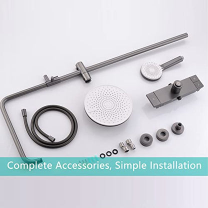 Shower Faucet Set Thermostatic System Wall Mounted Rain Combo Single Handle Tub and Trim Kit 9 Inches Rainfall Head with Waterfall Spout, Handheld Sprayer,Black (Nero) - color: Nero