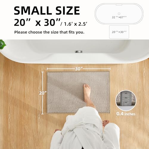 TYUU Bathroom Rugs Non Slip Washable, Super Absorbent Thin Bath Mat Small Quick Dry Low Pile Bathroom Rug, Beige 20"x30" - color: Beige01, size: 1'8" X 2'6" (Rectangular)