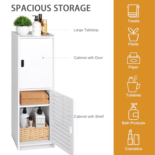 YARUKIMA Bathroom Floor Storage Cabinet,White