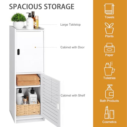 YARUKIMA Bathroom Floor Storage Cabinet,White