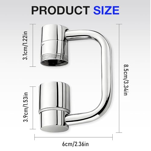 1440° Rotatable Faucet Aerator Extension - 2 Mode (Soft & Power Rinse) Universal Sink Faucet Extender for Splash Reduction, Fits Kitchen & Bathroom Faucets