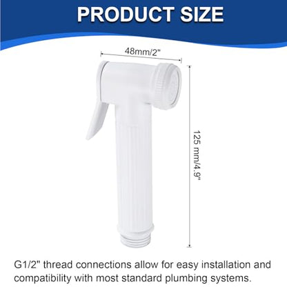 uxcell Handheld Bidet Sprayer for Toilet, Metal Bathroom Sprayer Kit Adjustable Water Pressure Control for Kitchen Bathroom Toilet Flushing Washing, White - color: White