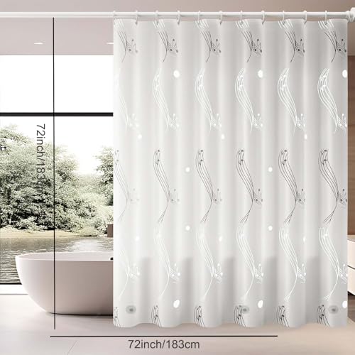 TIKABC Shower Curtain Liner, 4G PEVA Shower Liner, Plastic Waterproof Shower Curtains, 72x72 inch with Grommet Holes 3 Magnetic Weights - color: White Fireworks