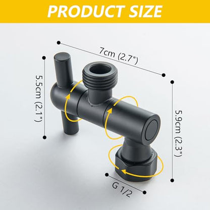 All Metal Shower Head Elbow Adapter, Stainless Steel Shower Arm Extension Connector for Shower Heads, Matte Black