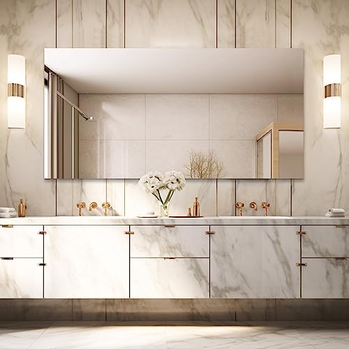 Frameless Wall Mirror 60"x28" Bathroom Vanity Mirror Shatterproof | Modern Wall Mount Mirror, Horizontal & Vertical, Rectangle Mirror for Over Sink, Living Room, Bedroom - size: 60"L x 28"W