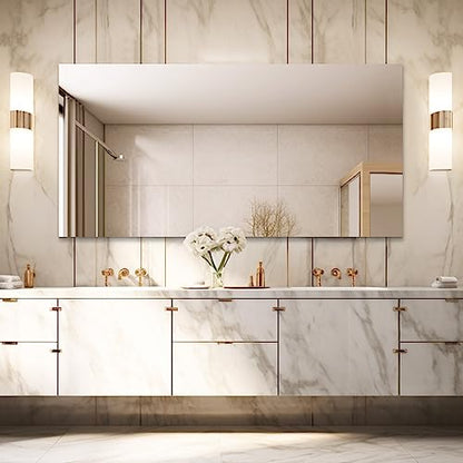 Frameless Wall Mirror 60"x28" Bathroom Vanity Mirror Shatterproof | Modern Wall Mount Mirror, Horizontal & Vertical, Rectangle Mirror for Over Sink, Living Room, Bedroom - size: 60"L x 28"W