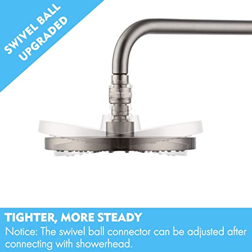 KES Shower Connector Ball Joint Shower Head Swivel Adapter Brass Adjustable | Shower Arm Extension Universal Component Brushed Nickel, PSB101-BN - color: Brushed Nickel