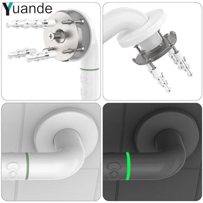 Grab Bars for Shower 14", YuanDe White Bath Grab Bar with Anti-Slip Grip and Safety Luminous Circles, Stainless Steel Bathroom Safety Handrail Support, Safety Bar Handle for Disabled Elderly Pregnant - size: 14inch-1 Pack