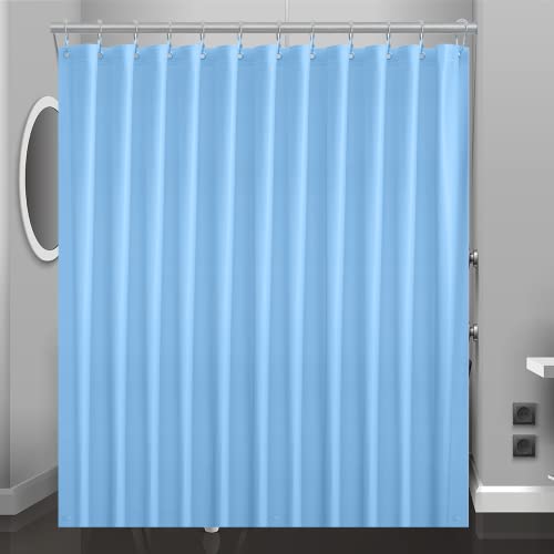 Baby Blue Plastic Shower Curtain Or Liner, 72x72 Inch Lightweight Cream Blue Plastic Bathroom Shower Showroom Inner Curtain with Rustproof Metal Grommet Holes and Weighted Magnets - color: D04-sky Blue, size: 72"W x 72"L (Pack of 1)