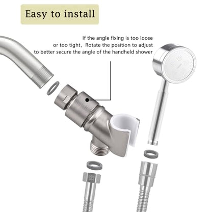 All Metal Handheld Shower Head Holder, Adjustable Shower Wand Holder with Brass Pivot Ball，Shower Arm Holder Mount for Connecting Shower Arm and Shower Hose，Nickel - color: Nickel