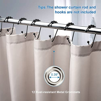 Khaki Shower Curtain Liner, Khaki Fabric Shower Liner, 2-in-1 Bathroom Shower Curtain and Liner, 12 Grommet Holes, Water Proof, Machine Washable, Hotel Quality, 72 x 72 Inches - color: Khaki, size: 72"W x 72"L (Pack of 1)