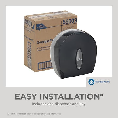 Georgia-Pacific Single-Roll Jumbo Toilet Paper Dispenser by GP PRO (Georgia-Pacific), Translucent Smoke, 59009, 10.610" W x 5.390" D x 11.290" H - style: 1-Roll